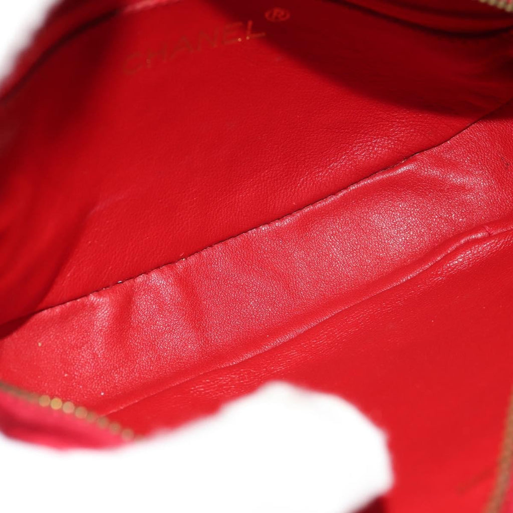 Chanel Vintage Oval Cc Tassel Crossbody Bag Leather Red Leather Shoulder Bag Bag (Pre-Owned)