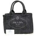 Prada Canapa Convertible Tote Denim Black Denim_Jeans Tote Bag Bag (Pre-Owned)