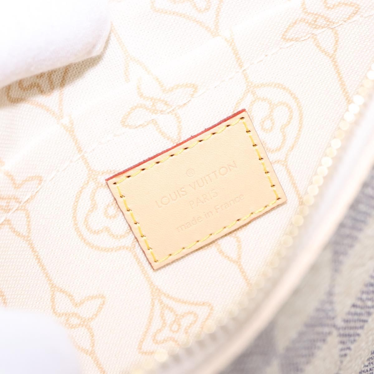 Louis Vuitton Neverfull Pochette Damier White Canvas Bag (Pre-Owned)