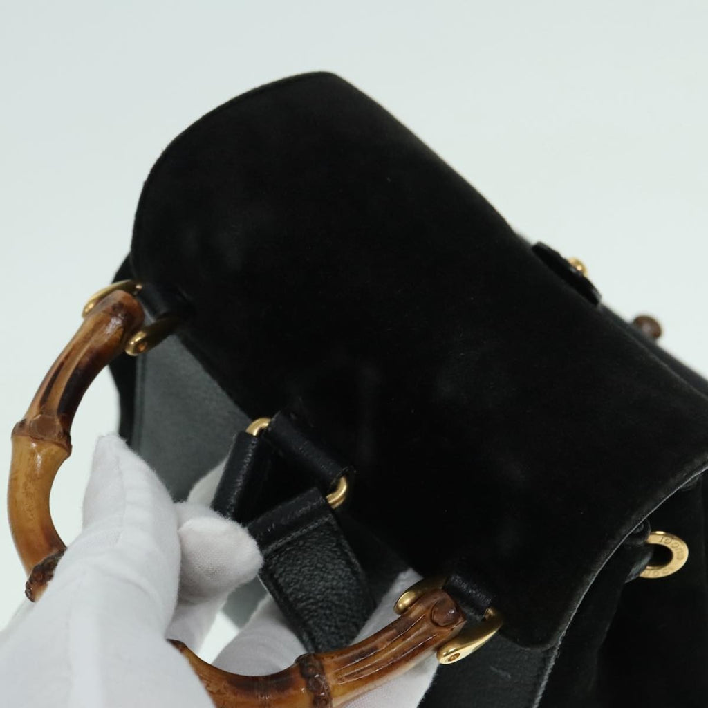 Gucci Gucci Bamboo Backpack Daim Black Suede Backpack Bag (Pre-Owned)