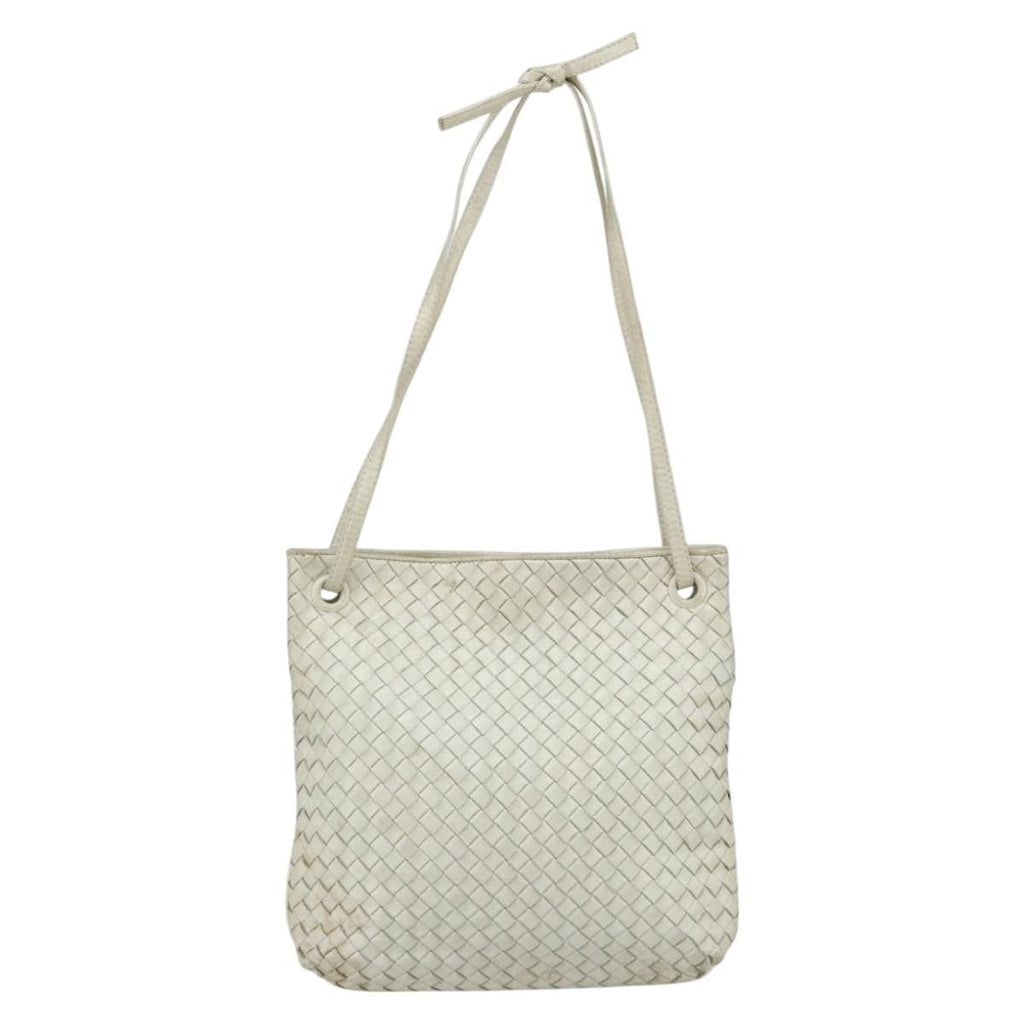 Bottega Veneta Intrecciato Shoulder Bag Leather White Leather Shoulder Bag Bag (Pre-Owned)