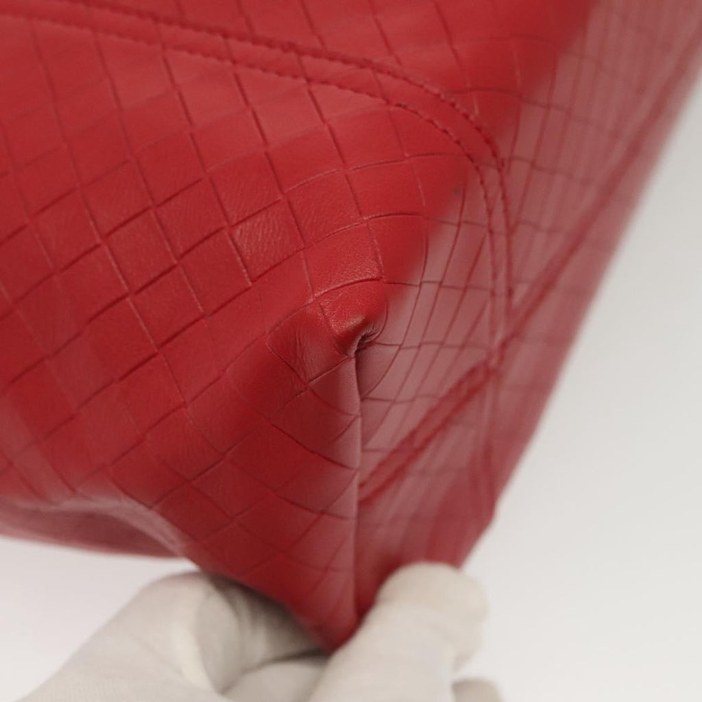 Bottega Veneta Intrecciomirage Tote Leather Red Leather Tote Bag Bag (Pre-Owned)