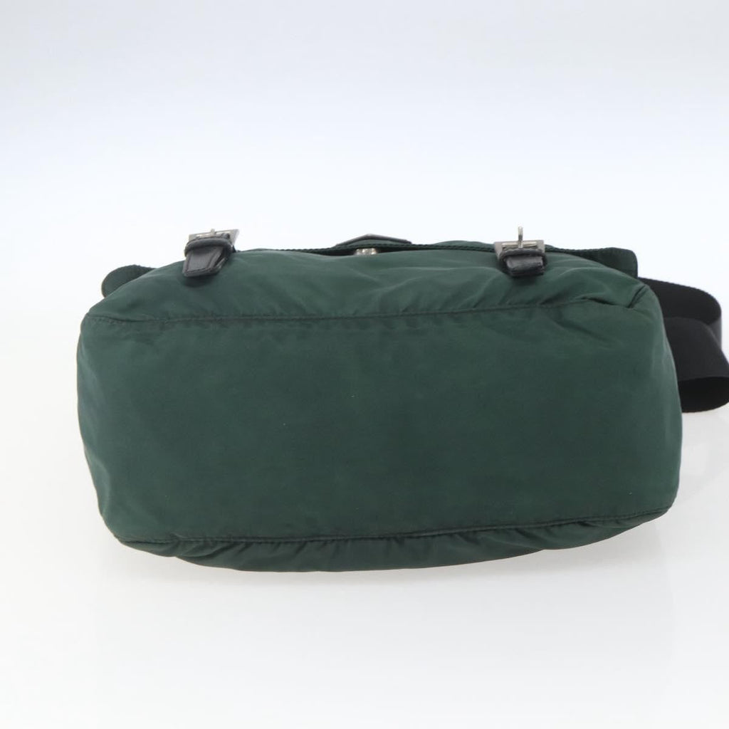 Prada Double Buckle Flap Messenger Bag Tessuto Green Nylon Shoulder Bag Bag (Pre-Owned)