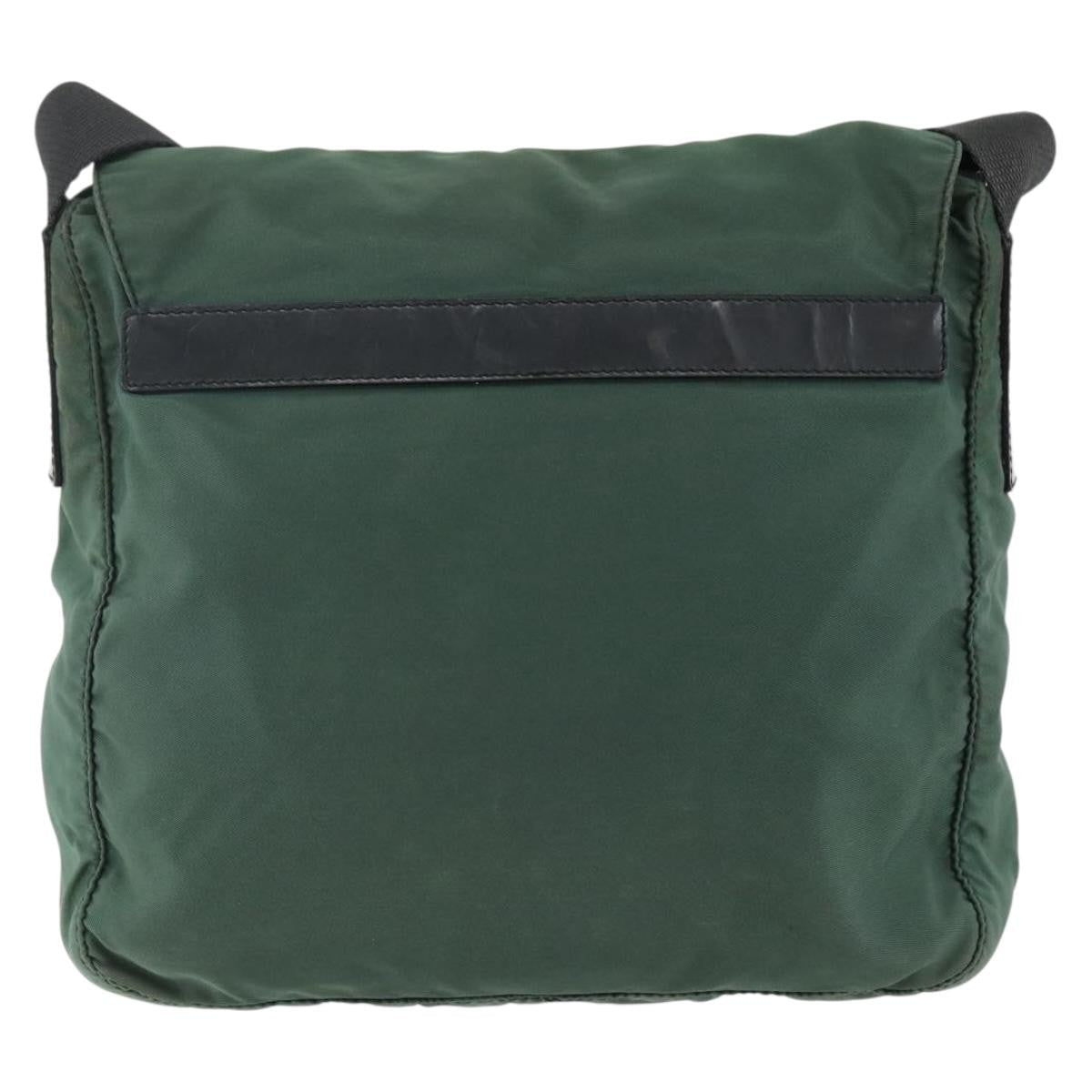 Prada Buckle Messenger Bag Tessuto Green Nylon Shoulder Bag Bag (Pre-Owned)