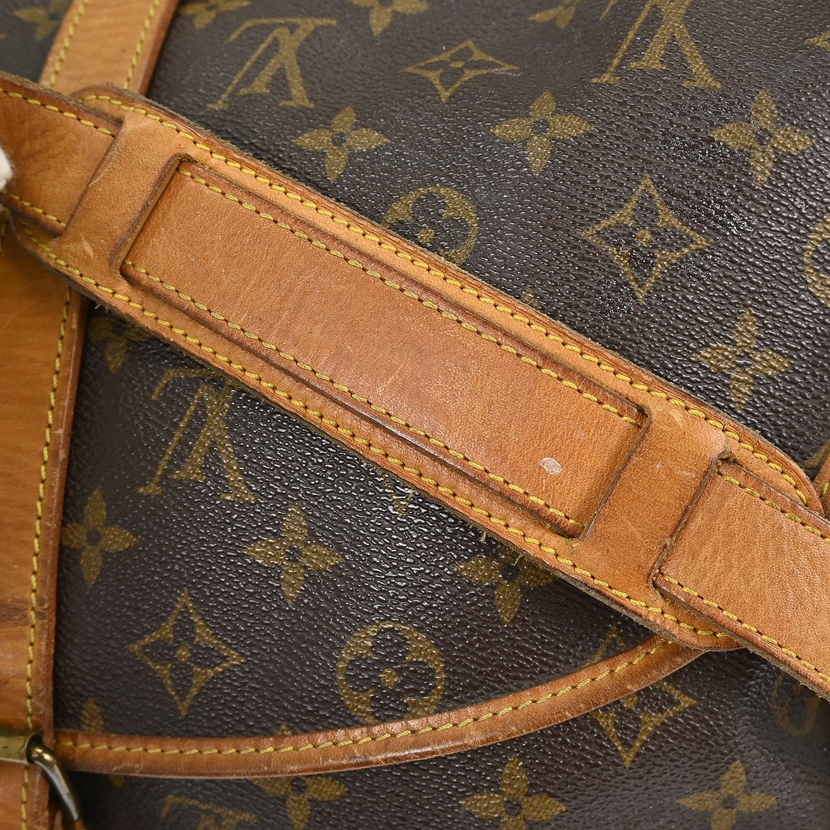 Louis Vuitton Saumur Handbag Monogram Canvas Brown Canvas Shoulder Bag Bag (Pre-Owned)