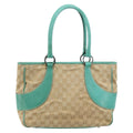 Gucci Vintage Ring Tote Gg Canvas With Leather Beige Canvas Tote Bag Bag (Pre-Owned)
