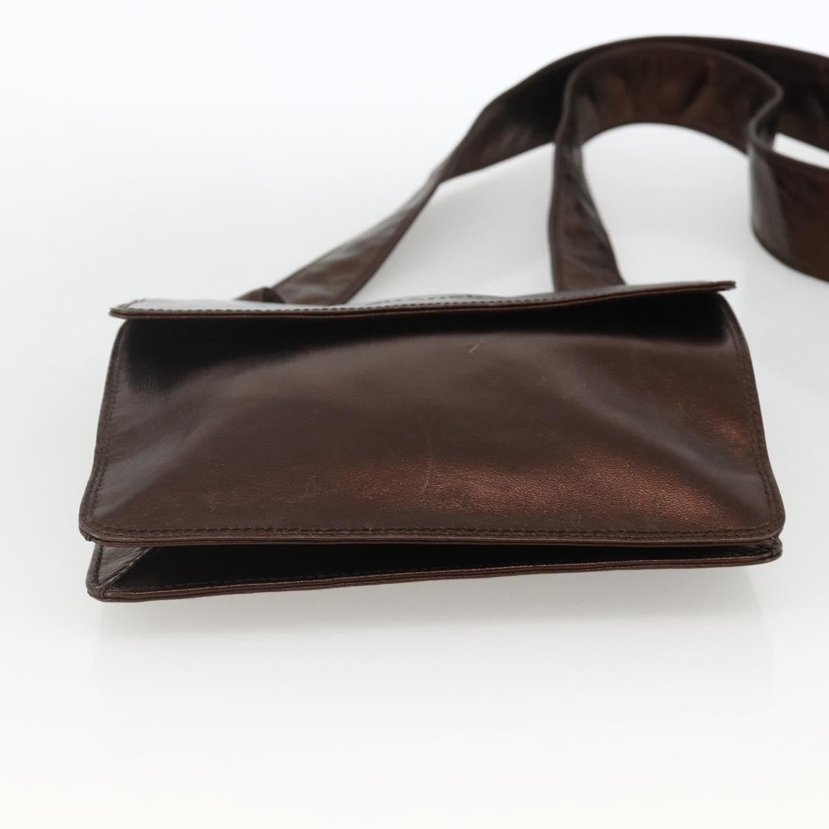 Chanel Vintage Logo Flap Messenger Bag Leather Brown Leather Shoulder Bag Bag (Pre-Owned)