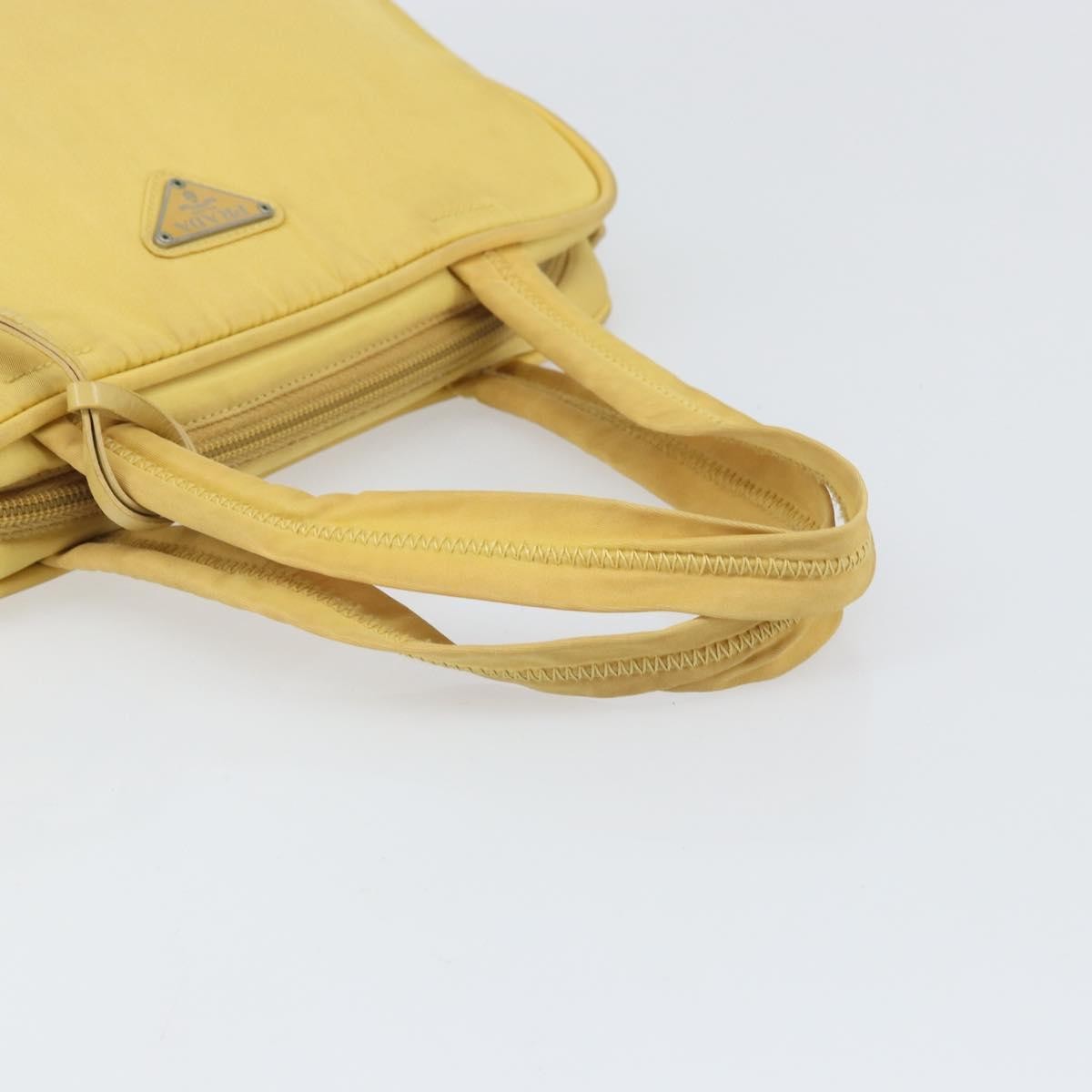 Prada Zip Around Tote Tessuto Yellow Nylon Handbag (Pre-Owned)