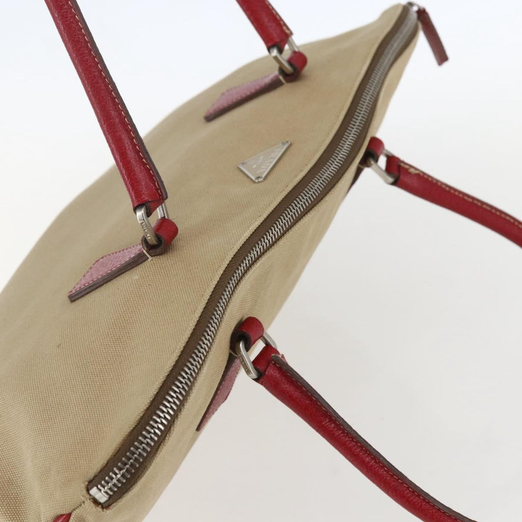 Prada Vintage Handbag Canvas Beige Canvas Handbag (Pre-Owned)