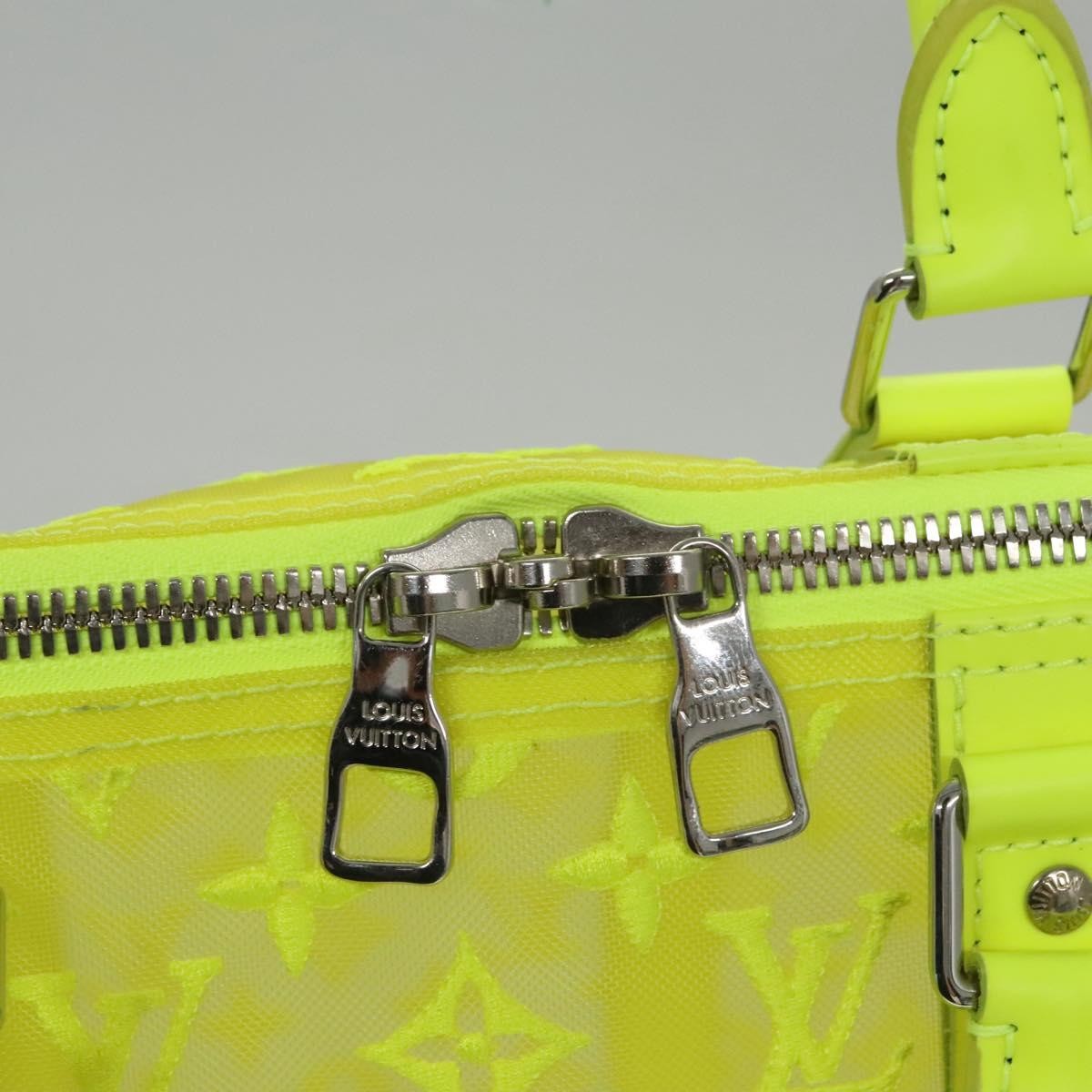 Louis Vuitton Keepall Bandouliere Bag Monogram See Through Mesh Yellow Canvas Travel Bag Bag (Pre-Owned)