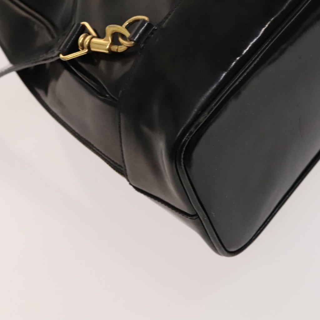 Gucci Vintage Bamboo Backpack Patent Black Patent_Leather Backpack Bag (Pre-Owned)