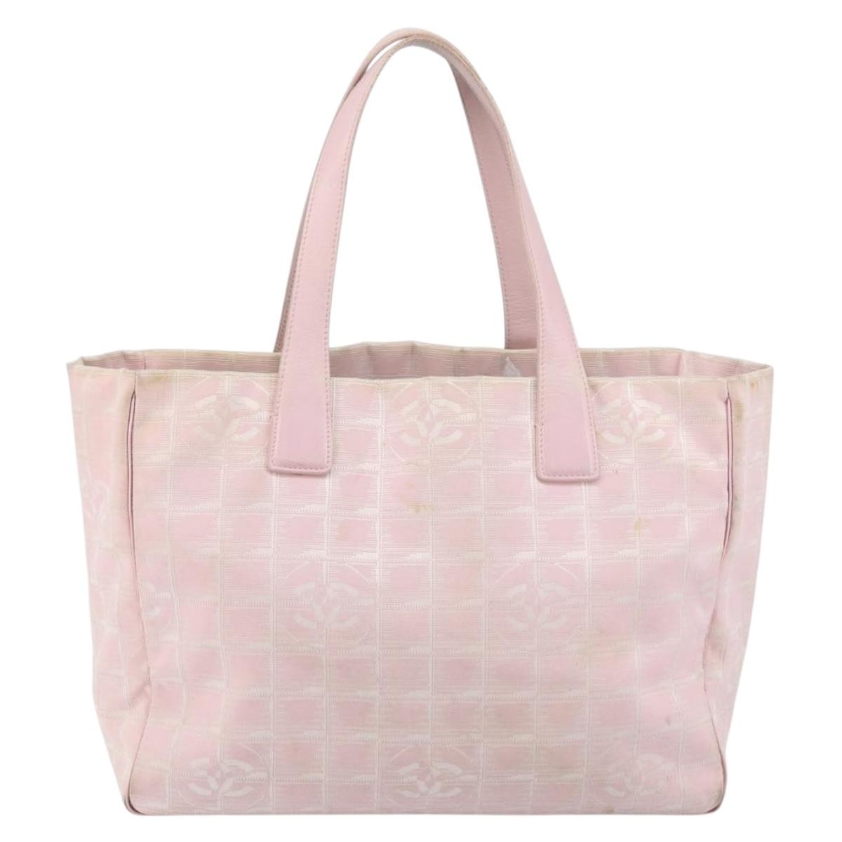 Chanel Travel Line Tote Nylon Pink Nylon Bag (Pre-Owned)