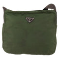 Prada Zip Top Messenger Bag Tessuto Khaki Nylon Shoulder Bag Bag (Pre-Owned)