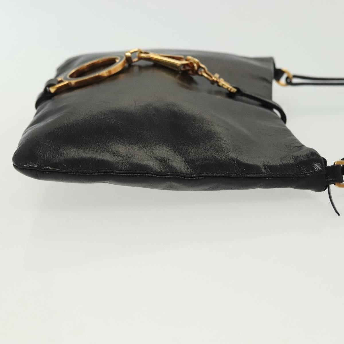 Prada Bow Shoulder Bag Vernice Saffiano Leather Black Leather Bag (Pre-Owned)