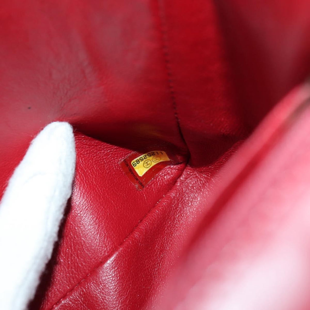Chanel Classic Single Flap Bag Quilted Lambskin Red Leather Shoulder Bag Bag (Pre-Owned)