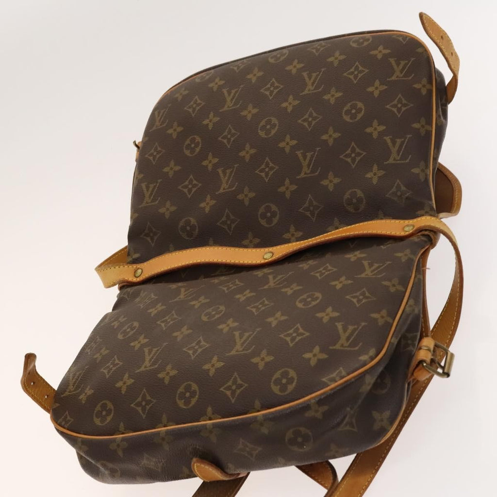 Louis Vuitton Saumur Handbag Monogram Canvas Brown Canvas Shoulder Bag Bag (Pre-Owned)