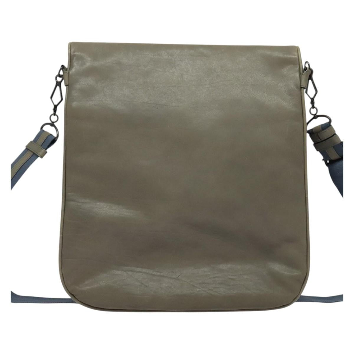Bottega Veneta Vintage Flap Shoulder Bag Intrecciato Leather Gray Leather Shoulder Bag Bag (Pre-Owned)