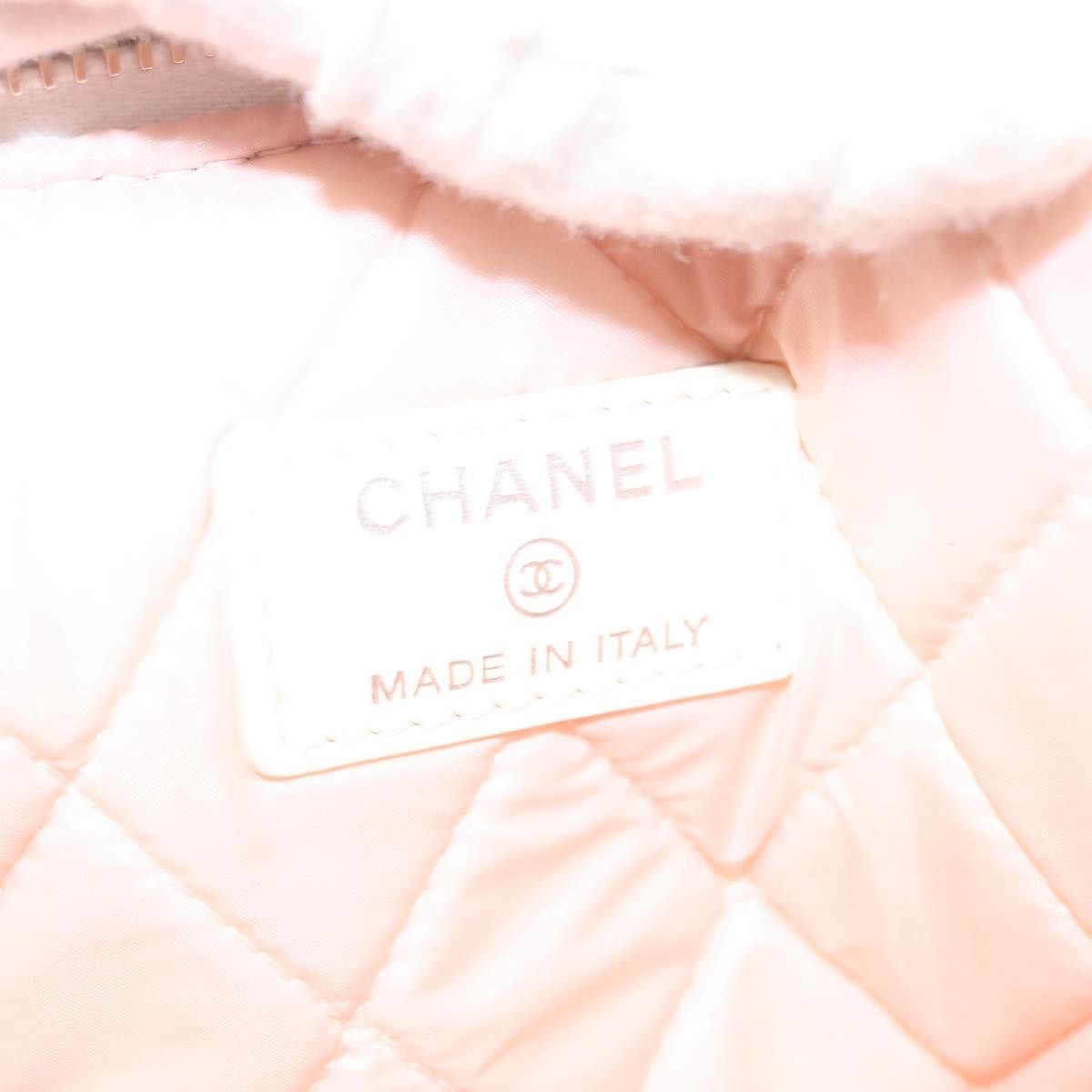 Chanel Coco Cuba Pouch Printed Quilted Canvas White Canvas Bag (Pre-Owned)