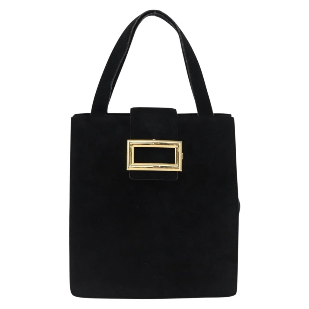Prada Vintage Handbag Suede Black Suede Handbag (Pre-Owned)