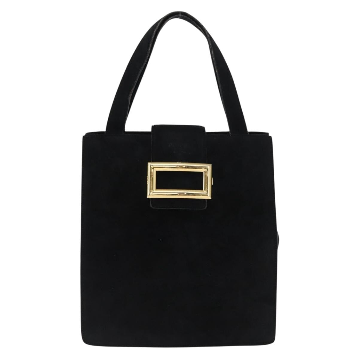 Prada Vintage Handbag Suede Black Suede Handbag (Pre-Owned)