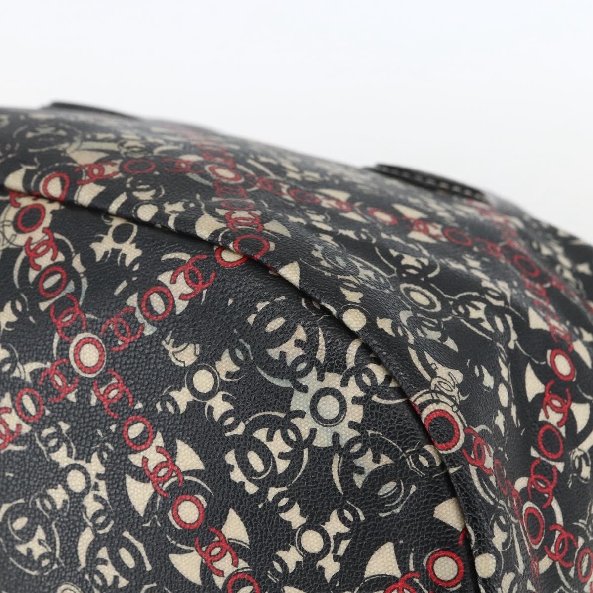 Chanel Optic Coco Bowler Bag Printed Coated Canvas With Caviar Black Pvc Travel Bag Bag (Pre-Owned)