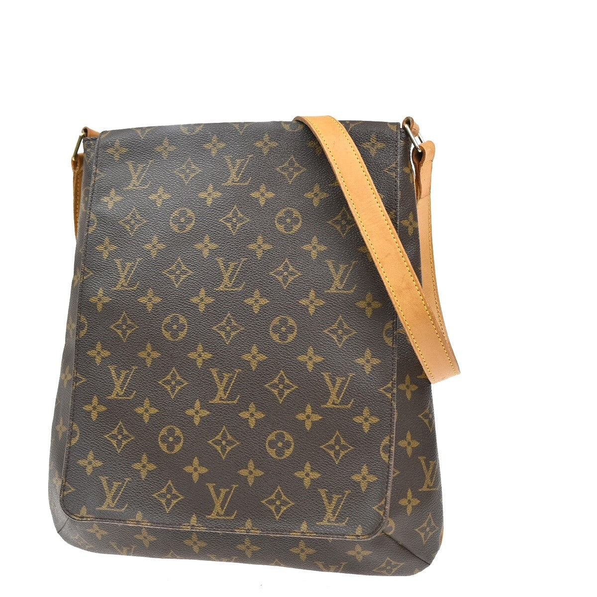 Louis Vuitton Musette Handbag Monogram Canvas Brown Leather Shoulder Bag Bag (Pre-Owned)