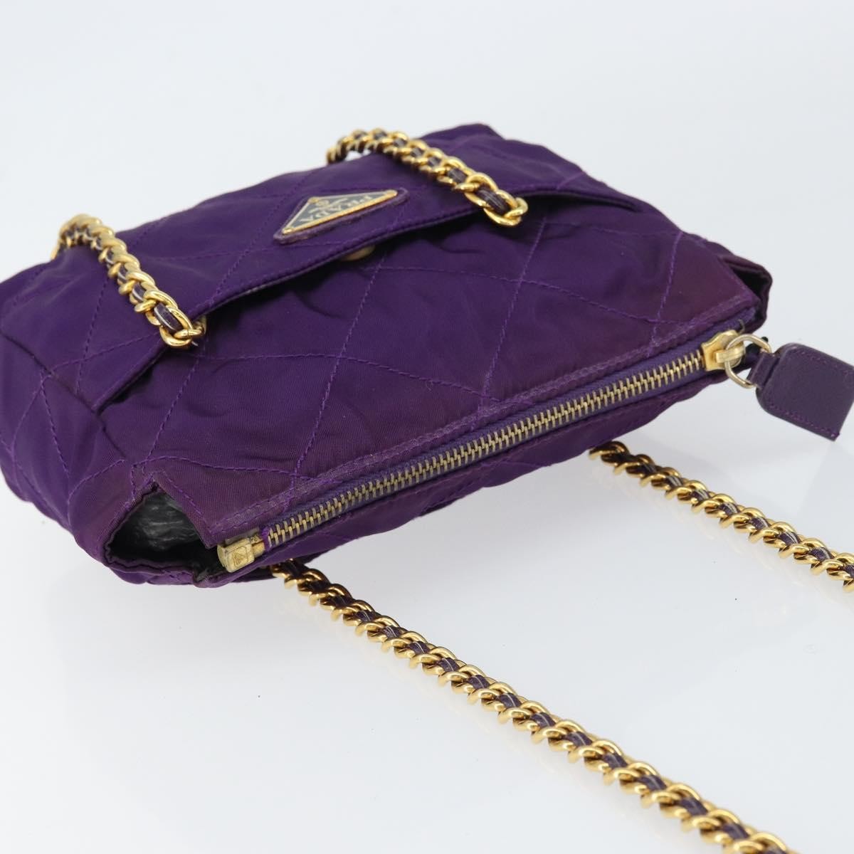 Prada Re-Edition 1995 Chain Tote Quilted Re-Nylon Purple Nylon Shoulder Bag Bag (Pre-Owned)
