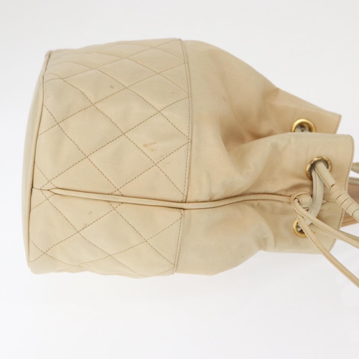 Chanel Gabrielle Drawstring Bag Quilted Calfskin Beige Leather Shoulder Bag Bag (Pre-Owned)