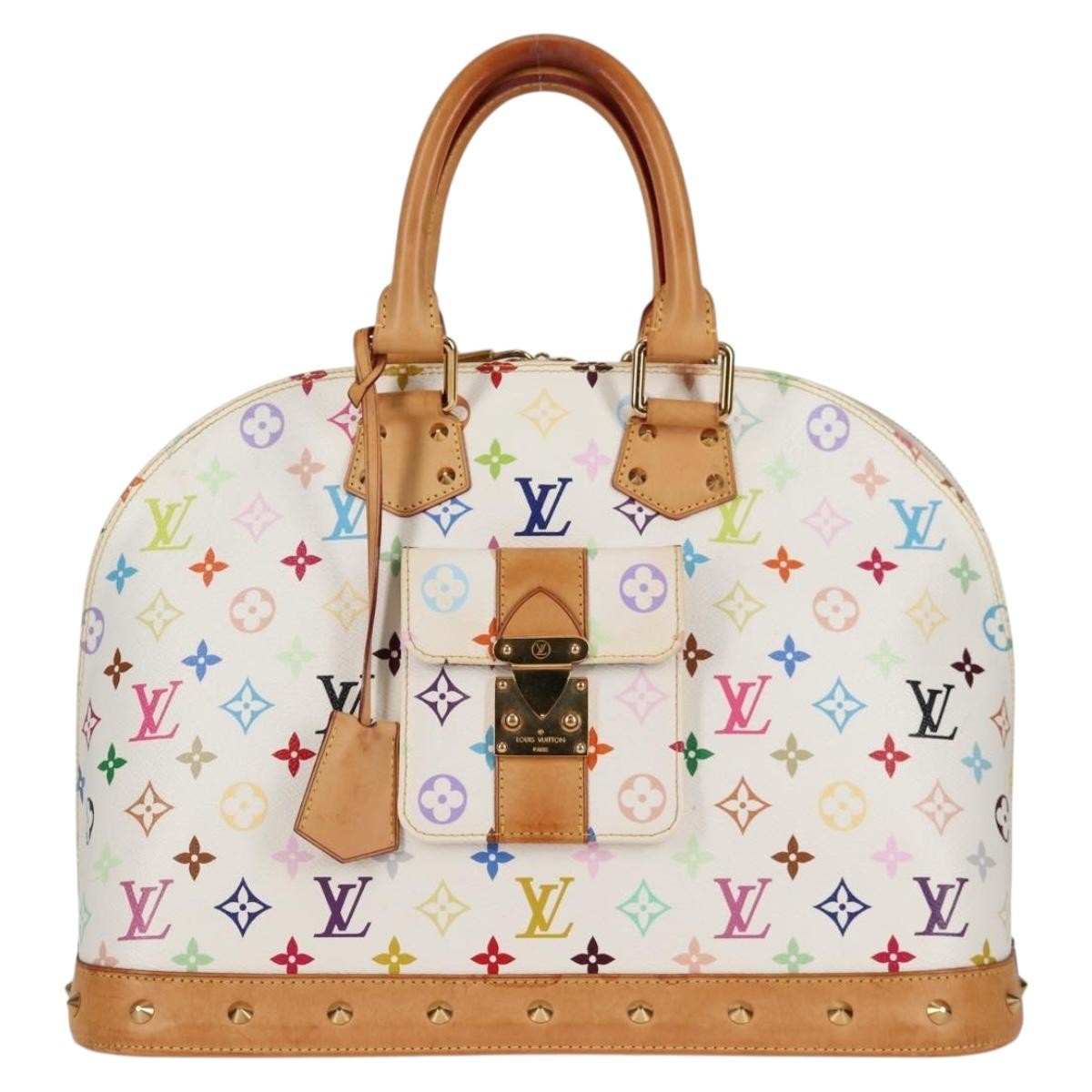 Louis Vuitton Alma Handbag Monogram Multicolor White Canvas Bag (Pre-Owned)