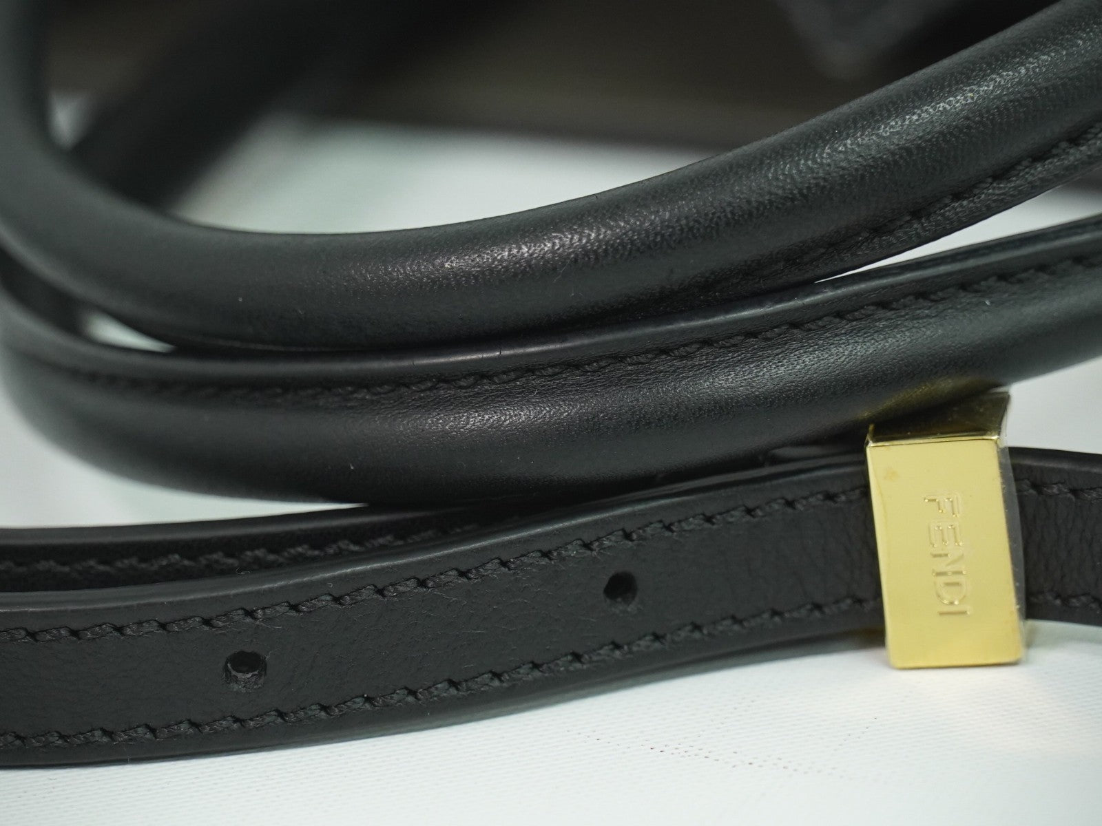 Fendi 2Jours Bag Leather Black Leather Handbag (Pre-Owned)