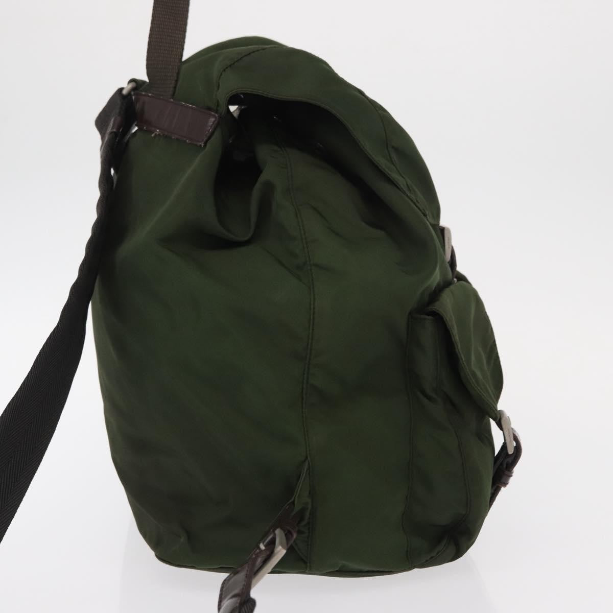 Prada Double Front Pocket Backpack Tessuto Khaki Nylon Backpack Bag (Pre-Owned)