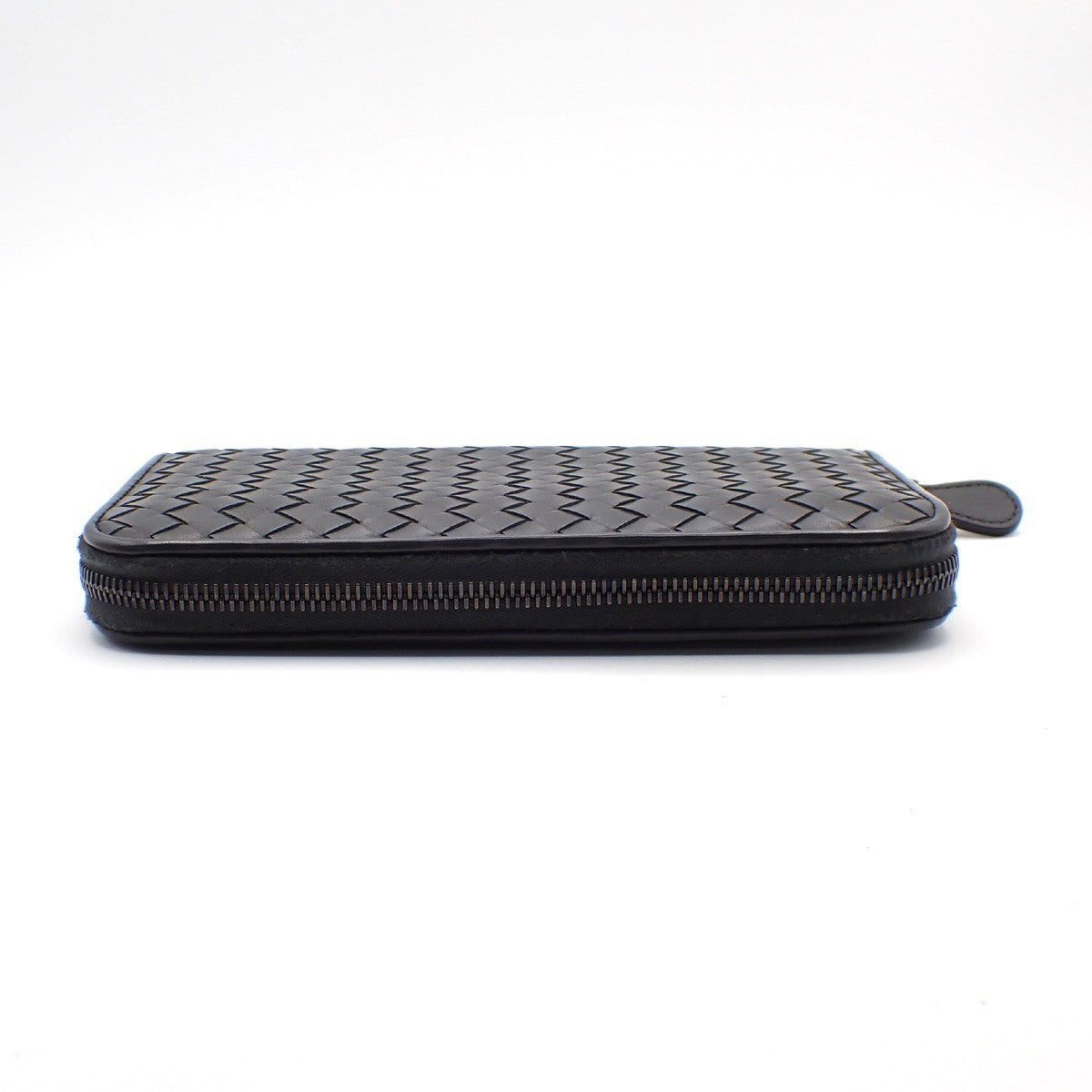 Bottega Veneta Intrecciato Long Zip  Wallet Leather Black Leather Wallets Accessory (Pre-Owned)