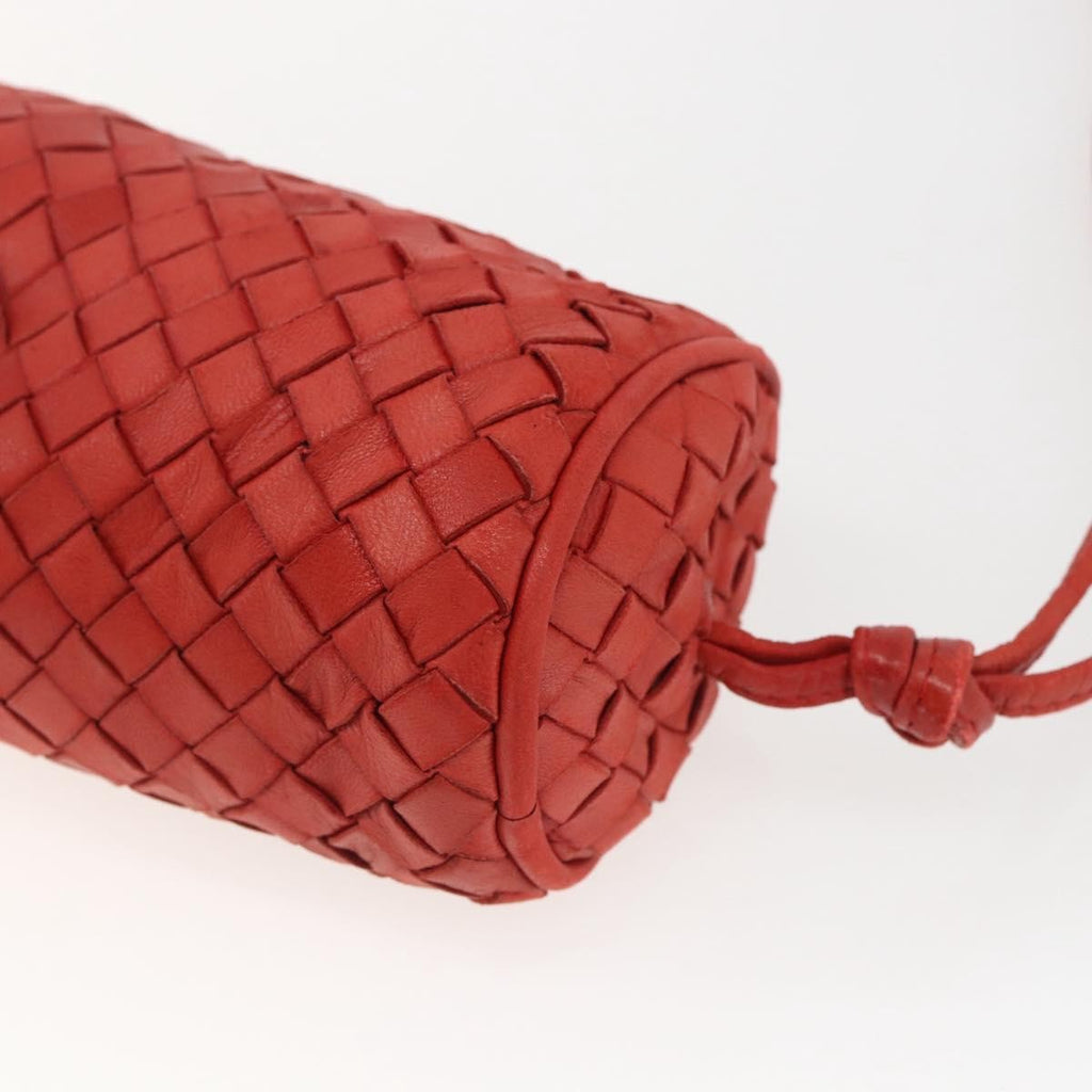 Bottega Veneta Intrecciato Clutch Bag Leather Red Leather Clutche & Pouche Bag (Pre-Owned)