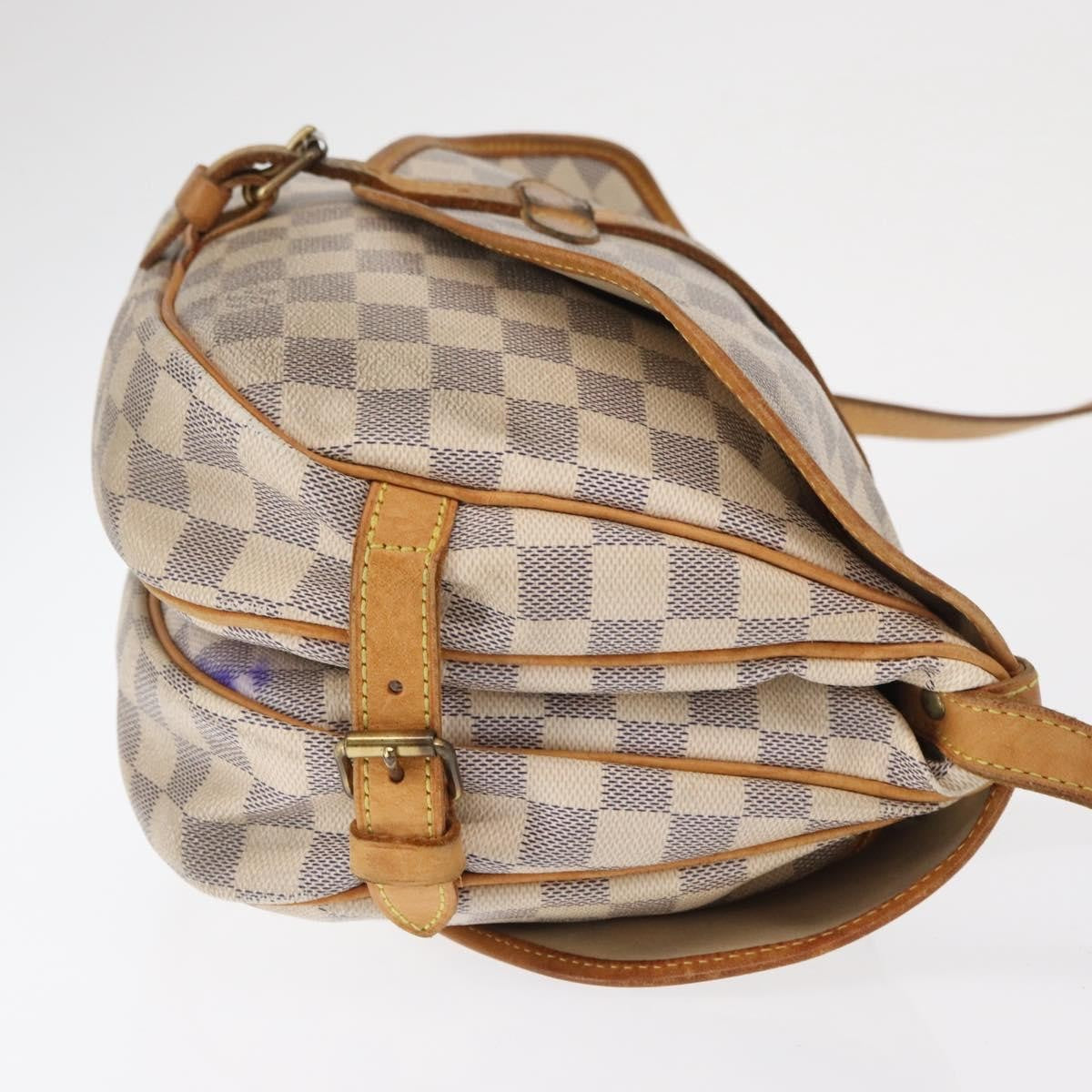 Louis Vuitton Saumur Handbag Damier Beige Canvas Shoulder Bag Bag (Pre-Owned)