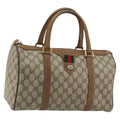 Gucci Vintage Web Sherry Line Handbag Micro Gg Canvas Beige Canvas Handbag (Pre-Owned)