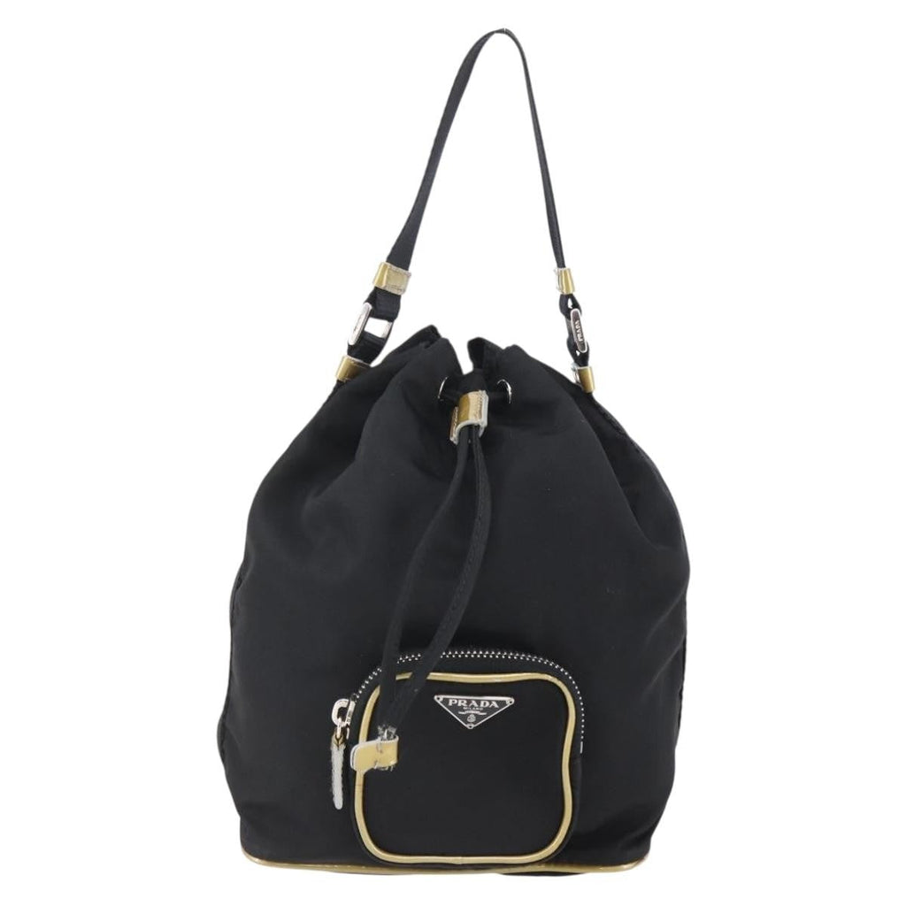 Prada Duet Drawstring Bucket Bag Tessuto Black Nylon Bag (Pre-Owned)