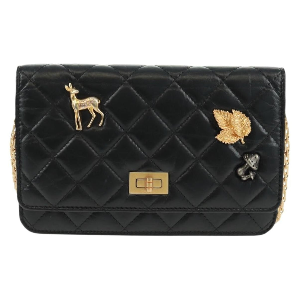 Chanel Lucky Charms Reissue 2.55 Flap Bag Leather Black Leather Shoulder Bag Bag (Pre-Owned)