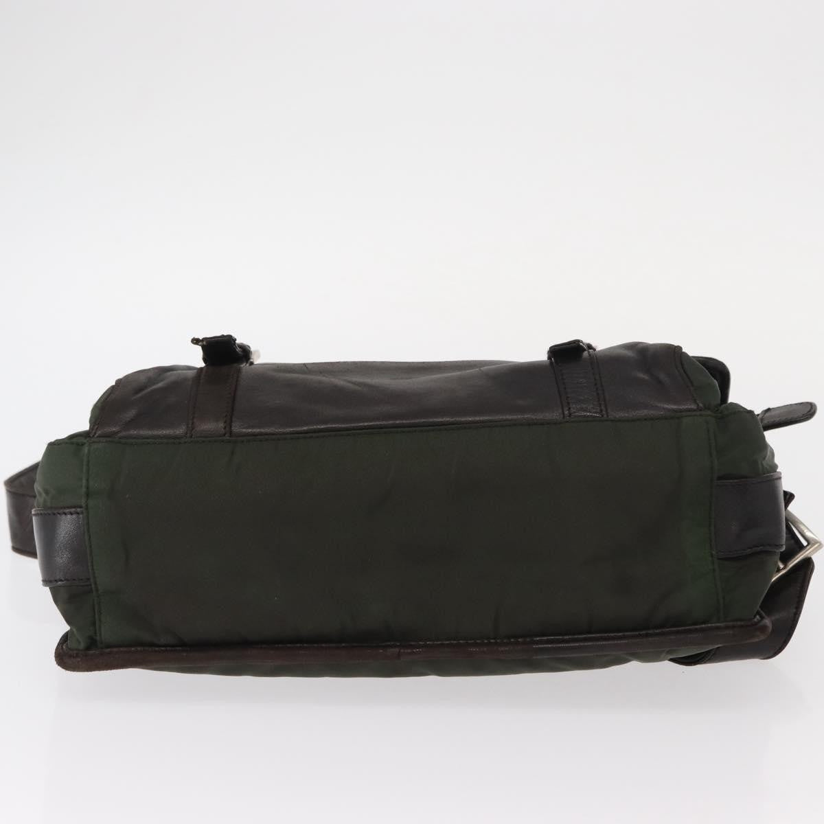 Prada Double Buckle Flap Messenger Bag Tessuto Khaki Nylon Shoulder Bag Bag (Pre-Owned)