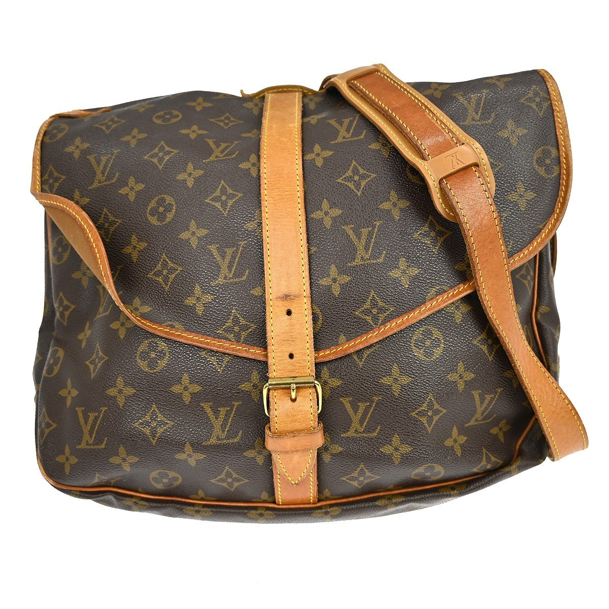 Louis Vuitton Saumur Handbag Monogram Canvas Brown Canvas Shoulder Bag Bag (Pre-Owned)