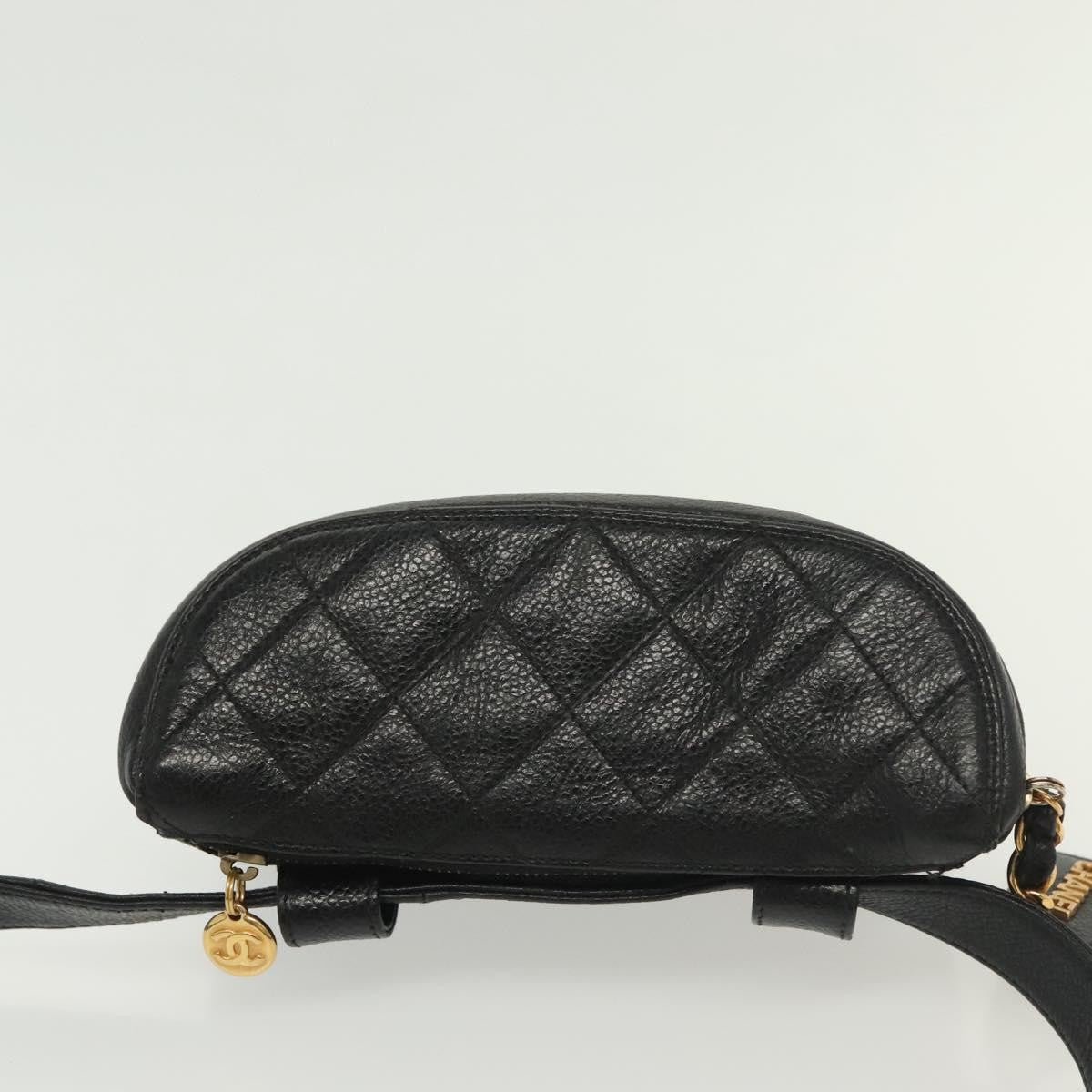 Chanel Vintage Zip Belt Bag Quilted Caviar Black Leather Clutche & Pouche Bag (Pre-Owned)