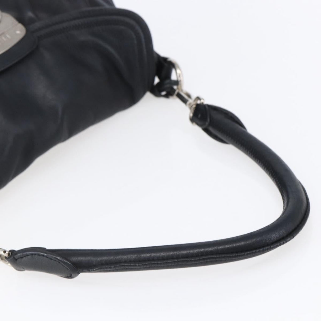 Prada Pushlock Shoulder Bag Leather Black Leather Shoulder Bag Bag (Pre-Owned)