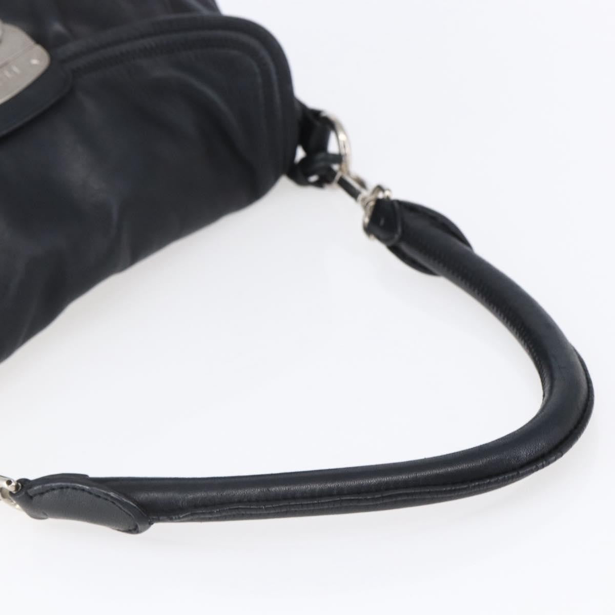 Prada Pushlock Shoulder Bag Leather Black Leather Shoulder Bag Bag (Pre-Owned)