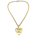 Chanel Cc Heart Pendant Necklace Metal Gold Gold_Plated Necklace Jewelry (Pre-Owned)
