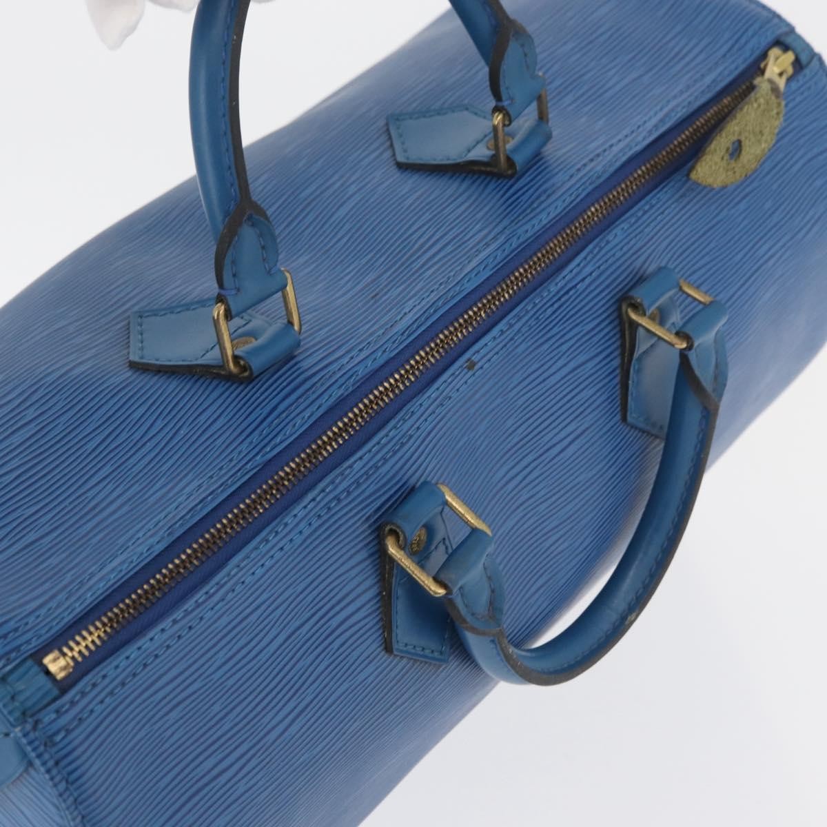 Louis Vuitton Speedy Handbag Epi Leather Blue Leather Handbag (Pre-Owned)
