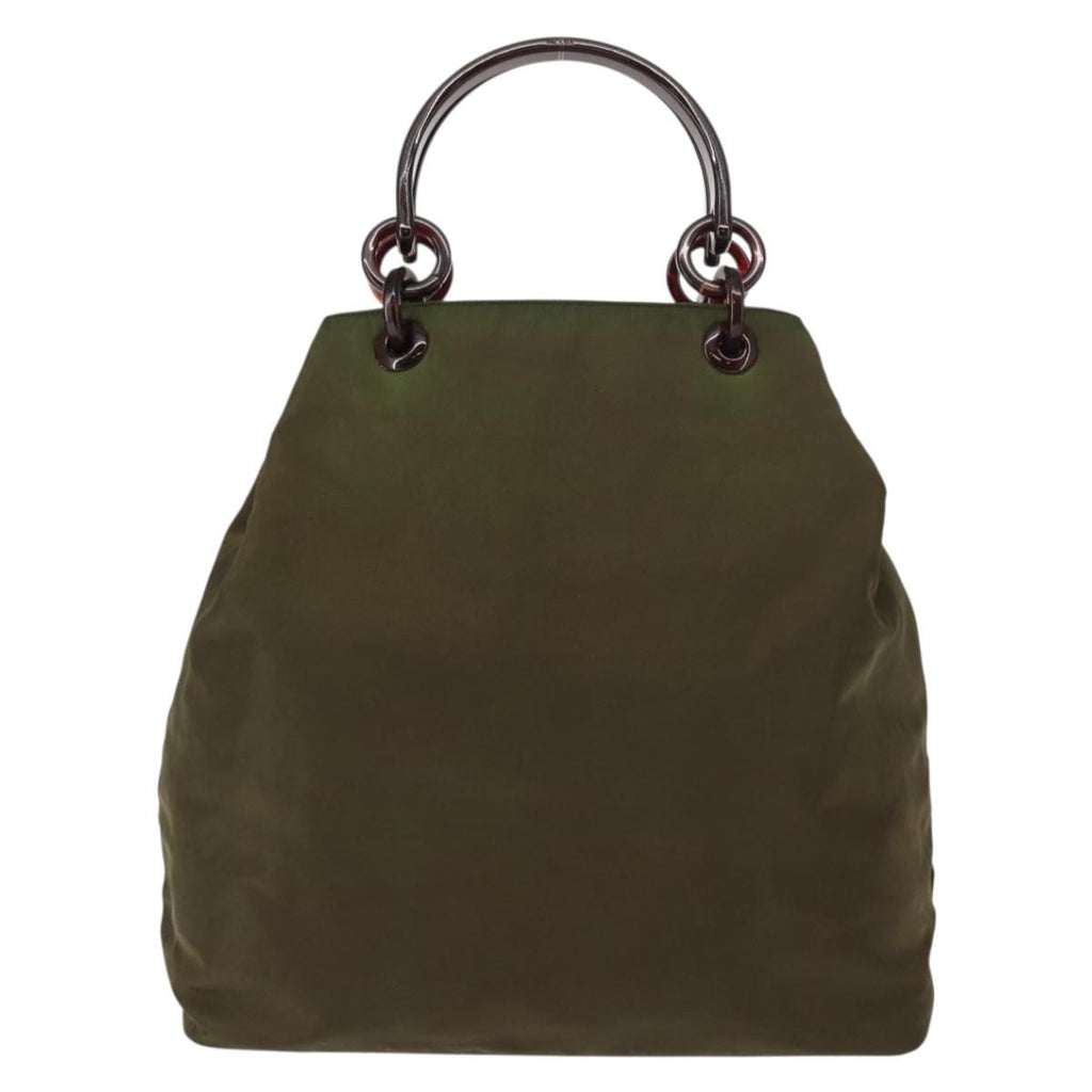 Prada Resin Handle Tote Tessuto Khaki Nylon Tote Bag Bag (Pre-Owned)