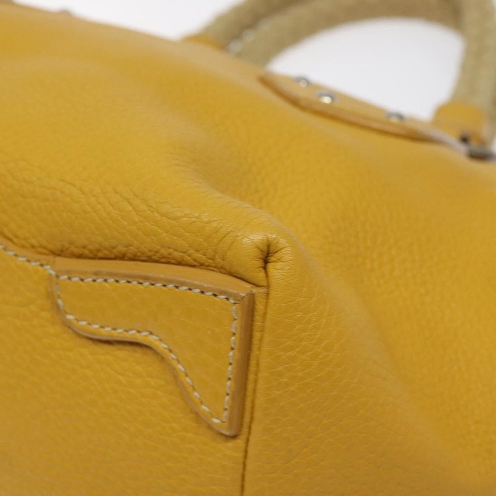 Prada Vintage Handbag Leather Yellow Leather Handbag (Pre-Owned)