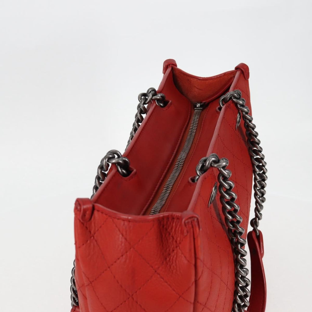 Chanel Shopping Tote Quilted Caviar Orange Leather Shoulder Bag Bag (Pre-Owned)