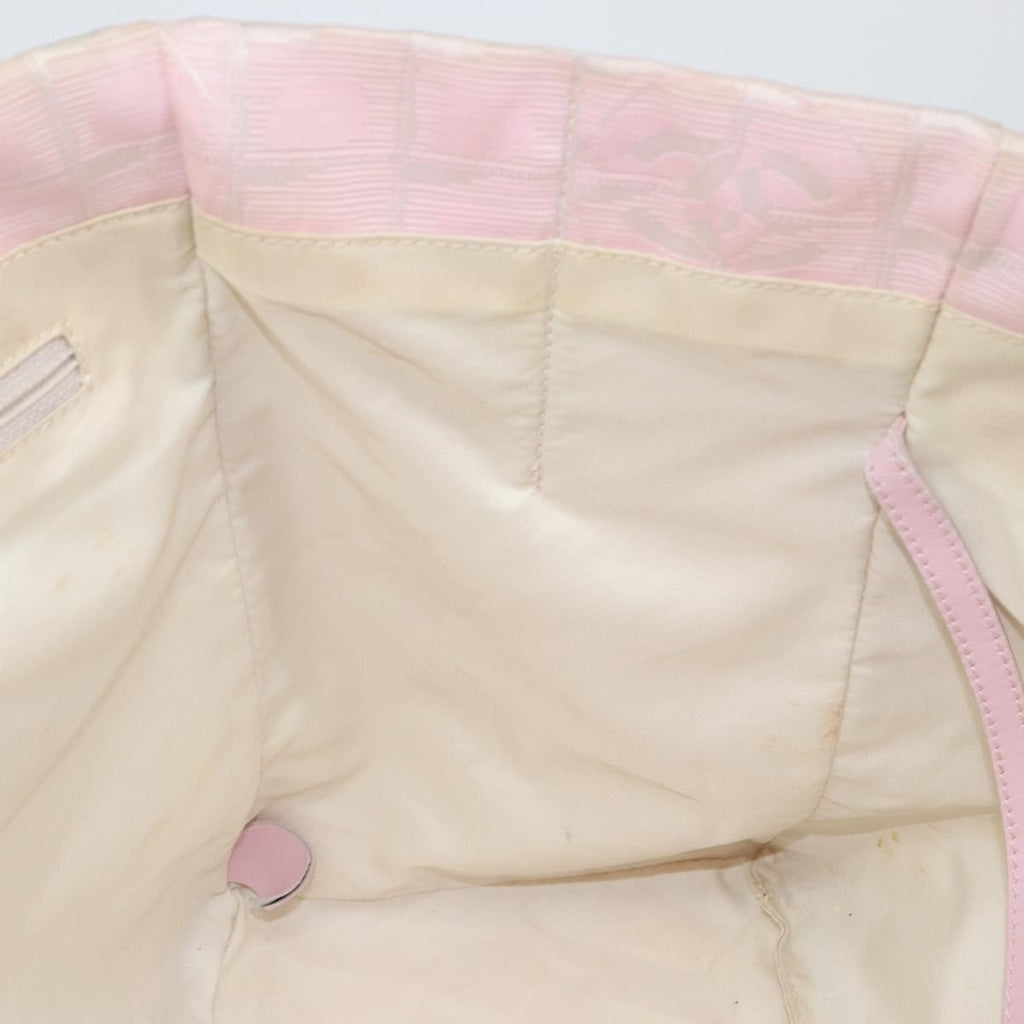 Chanel Travel Line Tote Nylon Pink Nylon Bag (Pre-Owned)