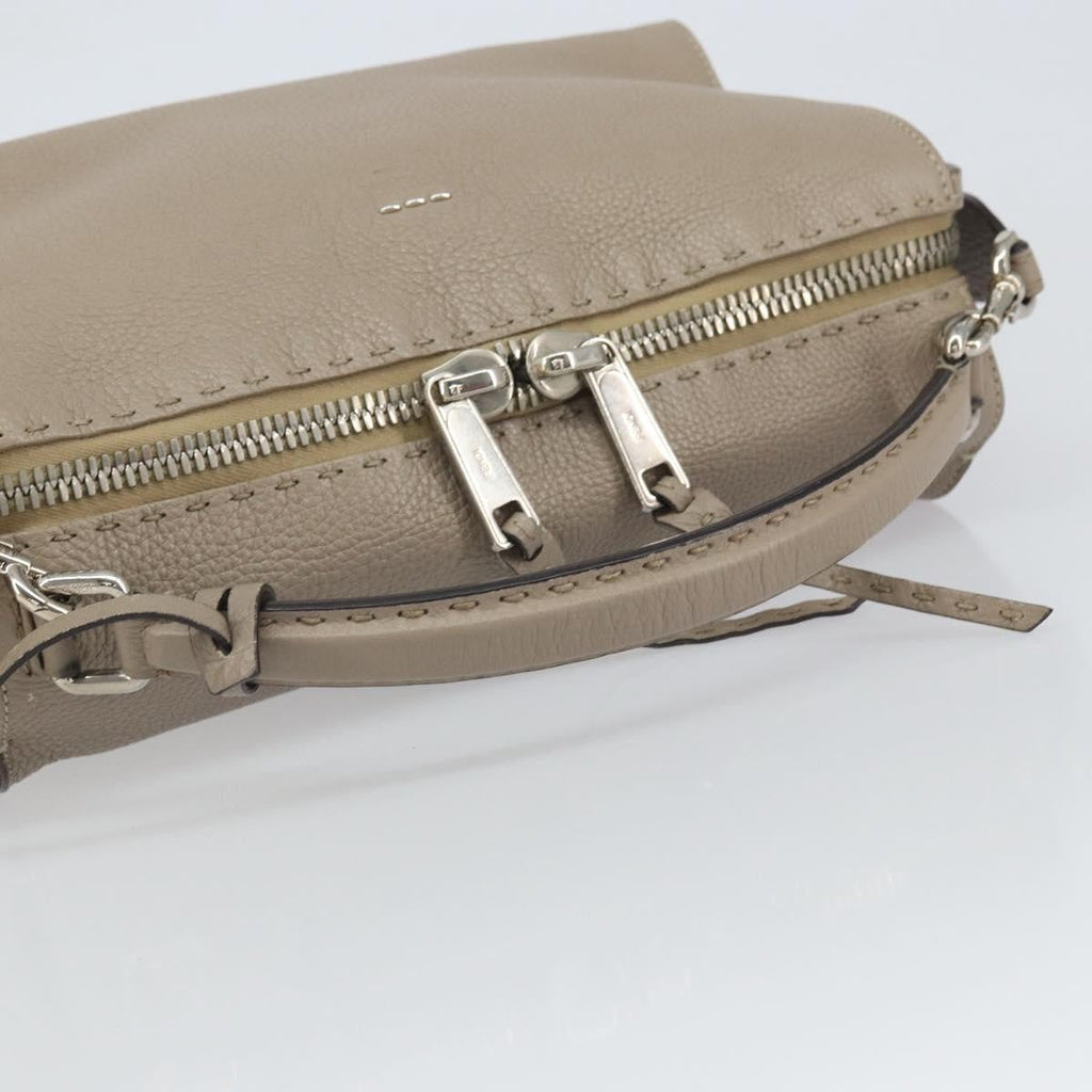 Fendi Selleria Lei Bag Leather Gray Leather Handbag (Pre-Owned)