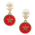 Chanel Cc Star Dangle Earrings Metal With Enamel Gold Gold_Plated Earrings Jewelry (Pre-Owned)